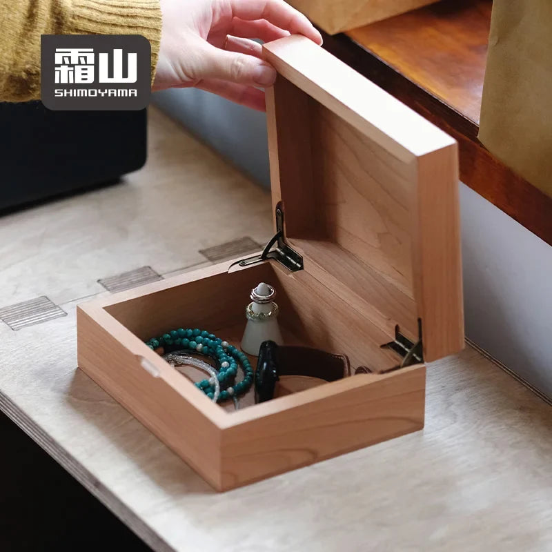 Shimoyama Cherry Wood Sewing Storage Box - 18x15x7.5cm