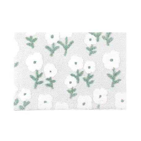 Shimoyama Grey Floral Floor Mat -  48x76cm