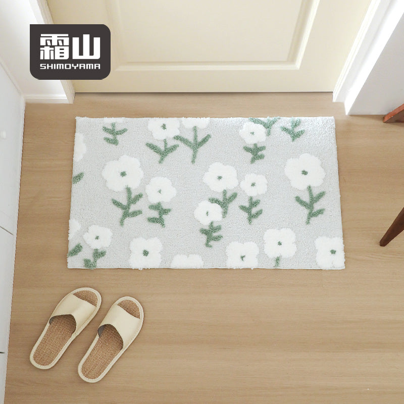 Shimoyama Grey Floral Floor Mat -  48x76cm