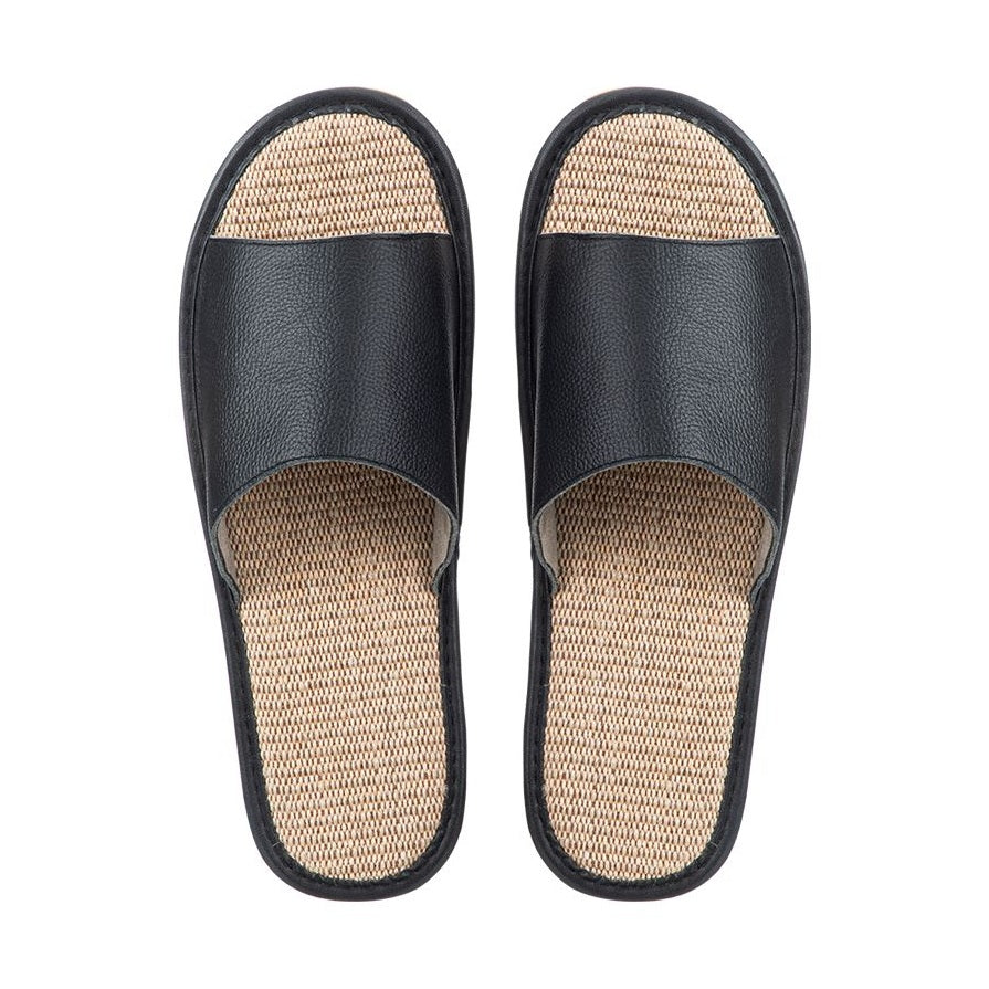 Shimoyama Leather Linen Slippers
