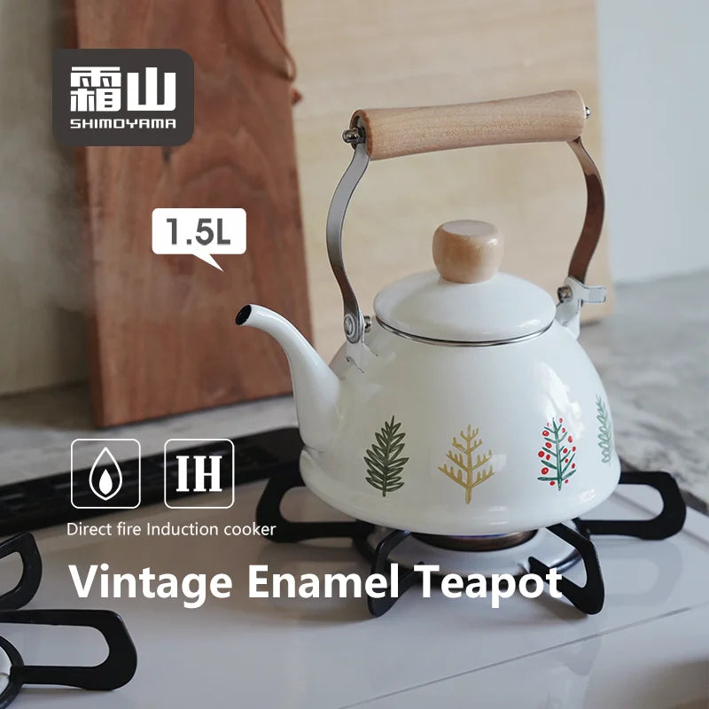 Shimoyama Woodland Enamel Kettle 1.5L
